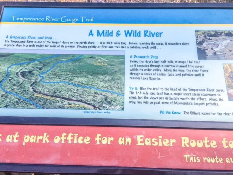 A Mild & Wild River sign at Temperance River State Park