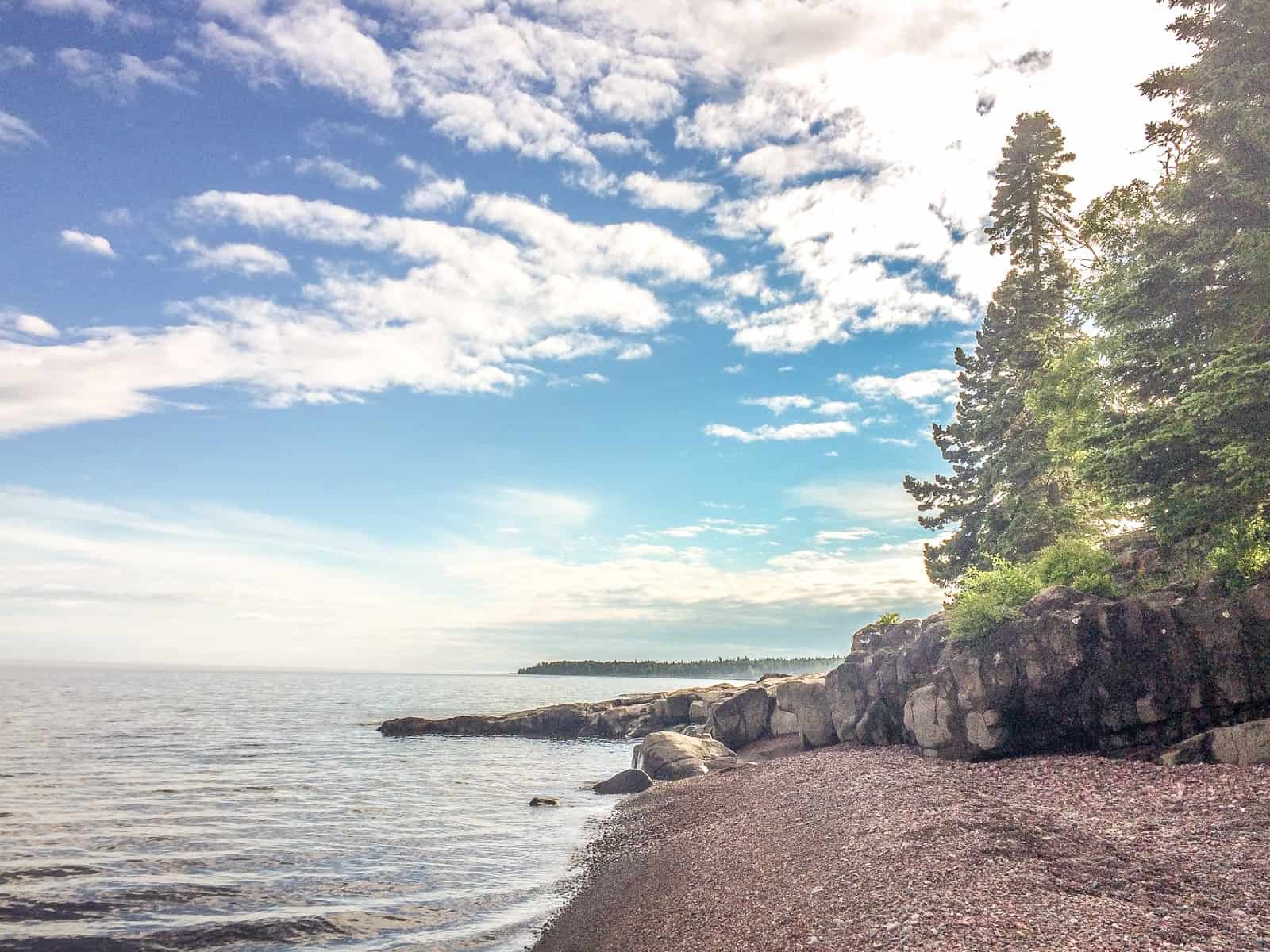 Mouth of the Cascade River and Lake Superior at the Cascade River State Park