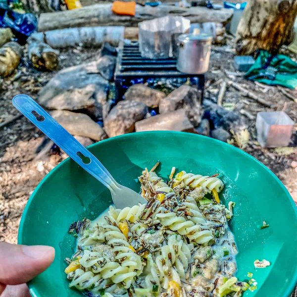 Enjoying Dinner by the Campfire